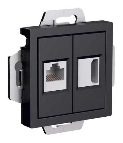 Розетка HDMI+RJ45 без рамки Systeme Electric AtlasDesign 2-м. карбон фото Розетка HDMI+RJ45 без рамки Systeme Electric AtlasDesign 2-м. карбон картинка